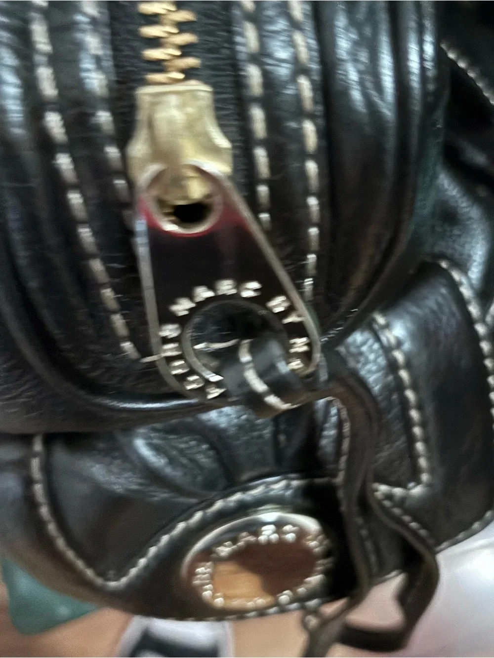 Marc by Marc Jacobs vintage Black Pebbled Satchel Zip Buckle Logo Silver HW - Picture 15 of 15